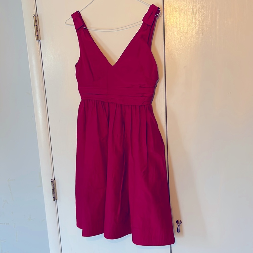 NWT Red Silk and Cotton Party Dress with Pockets